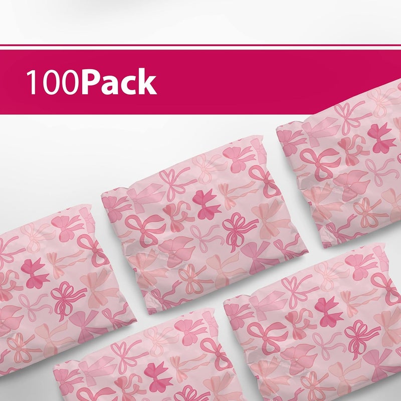 Package Mint 6x9 Poly Mailers – Coquette Bows Design – Waterproof, Tear-Resistant Shipping Bags with Adhesive Seal – 100 Pack – - Image 2